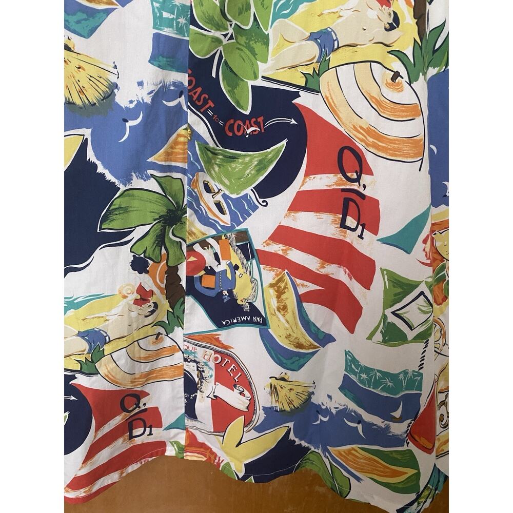 Vintage 90s Does 40s 1940s Beach Hawaii Tropical Novelty Print Midi Skirt Sz L - Picture 5 of 8